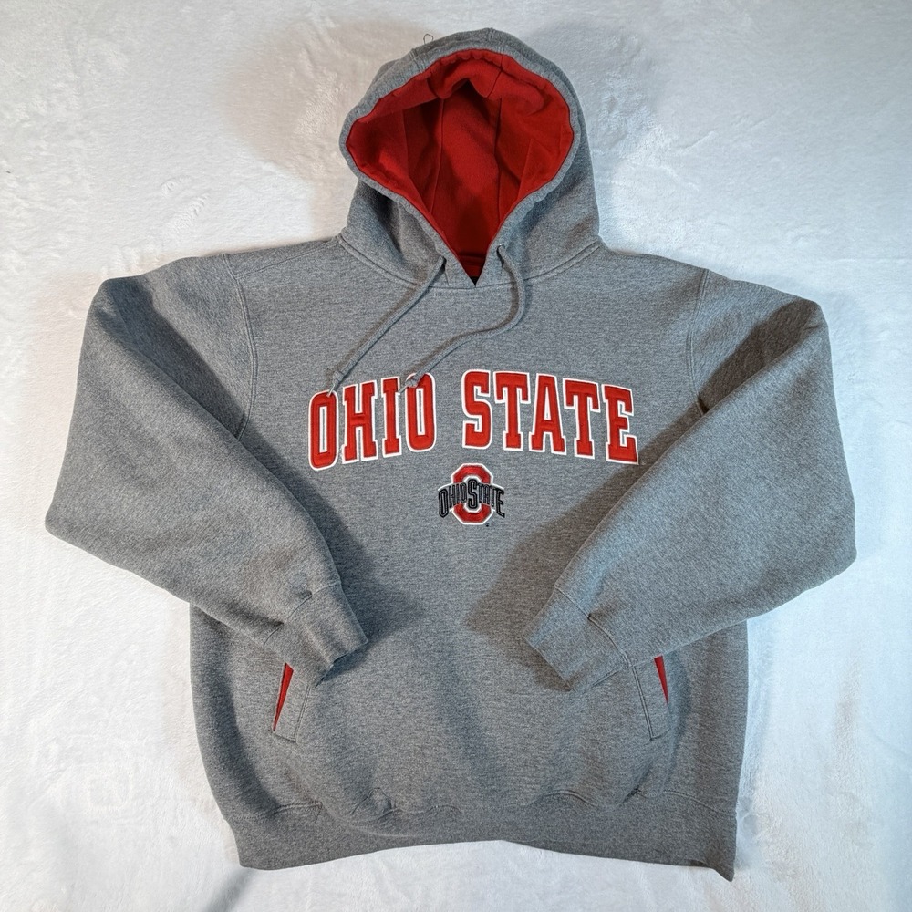 VTG Champs Ohio State Hoodie Men's Sz Large Gray Sweatshirt OSU 90s